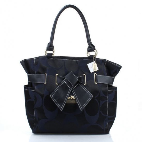 Coach Poppy Bowknot Monogram Medium Black Totes EUA | Women